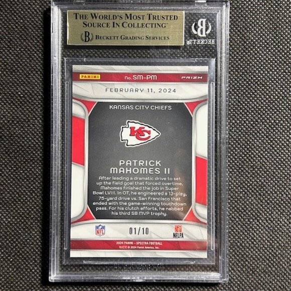 Patrick Mahomes 2024 Panini Spectra Gold Prizm /10 Spectracular Moments BGS 9.5 - Picture 2 of 2